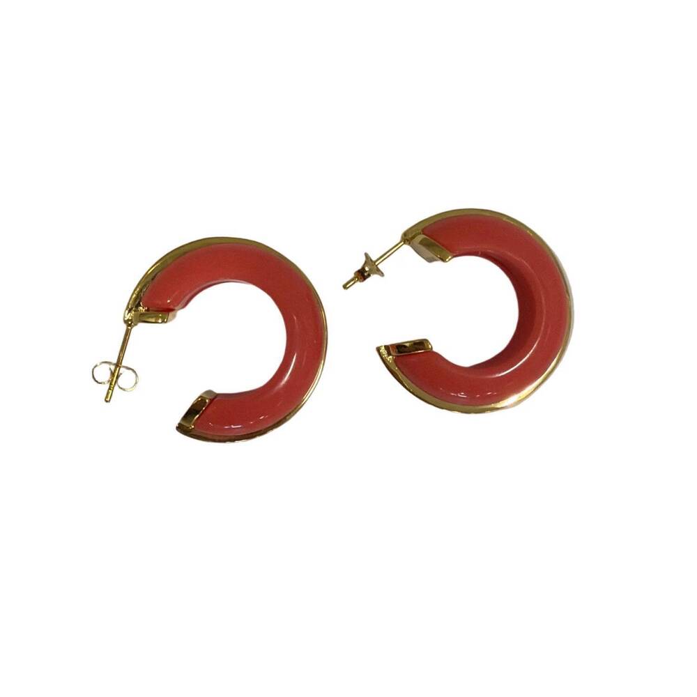 NEW LUCAS JACK women's resin earrings with accents in coral